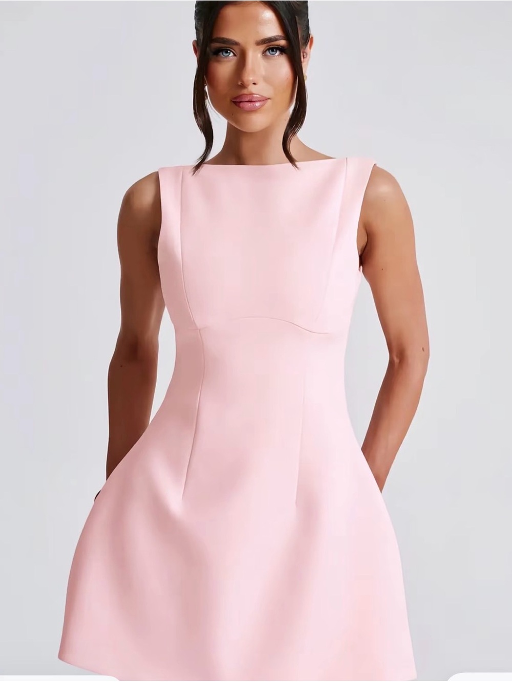 Sleeveless Pink Fit-and-Flare Dress